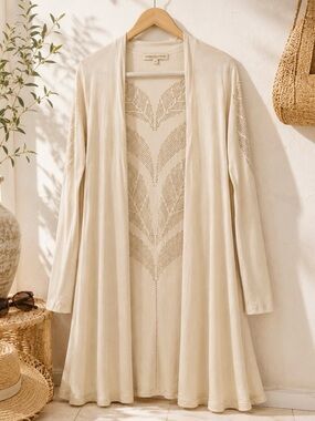 ✨ Indigenous Cardigan Cream Longline Duster Organic Cotton Size XS ✨